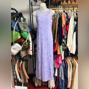 Elegant Y2K Lavender Floral Maxi Dress